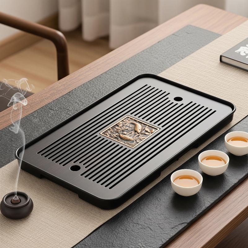 Wooden Serving Tray - Çift Katmanlı Ahşap Çay Tepsisi Drenajlı