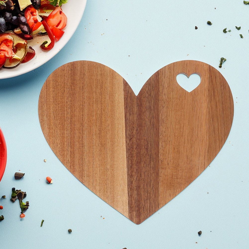 Wooden Serving Tray - 2 Adet Kalp Şeklinde Ahşap Kesme